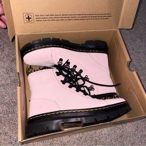 Dr. Martens Pink Combat Boots with Glossy Finish